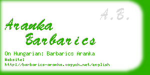 aranka barbarics business card